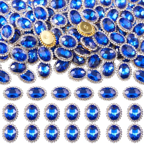 30 Stück ovale Strasssteine zum Aufnähen, Kristall-Edelsteine zum Basteln, flache Rückseite, Glas-Edelstein mit Goldklaue für Kleidung, Schuhe, Kostüme, Kleidung (Saphir), 14 x 10 mm von KDCQAH