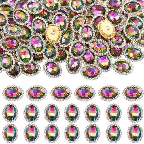 30 Stück ovale Strasssteine zum Aufnähen, Kristall-Edelsteine zum Basteln, flache Rückseite, Glas-Edelstein mit Goldklaue für Kleidung, Schuhe, Kostüme, Kleidungsstücke, Regenbogenfarben, 14 x 10 mm 30 Stück ovale Strasssteine zum Aufnähen, Kristall-Edelsteine zum Basteln, flache Rückseite, Glas-Edelstein mit Goldklaue für Kleidung, Schuhe, Kostüme, Kleidungsstücke, Regenbogenfarben, 14 x 10 mm von KDCQAH