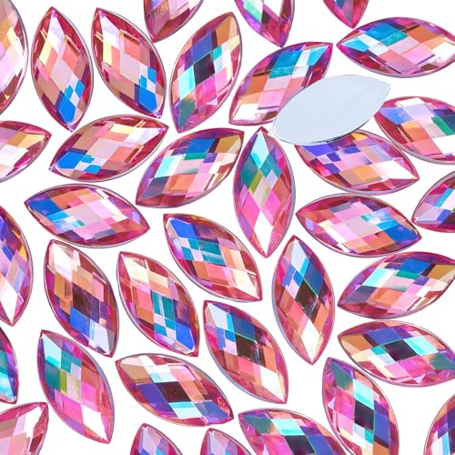Bunte große Strasssteine zum Basteln, 15 x 7 mm, Pferdeaugenform, flache Rückseite, Party-Dekorationen, 300 Stück von KDCQAH