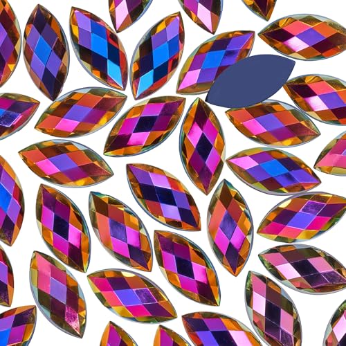 Bunte große Strasssteine zum Basteln, 15 x 7 mm, Pferdeaugenform, flache Rückseite, Party-Dekorationen, 300 Stück Bunte große Strasssteine zum Basteln, 15 x 7 mm, Pferdeaugenform, flache Rückseite, Party-Dekorationen, 300 Stück von KDCQAH