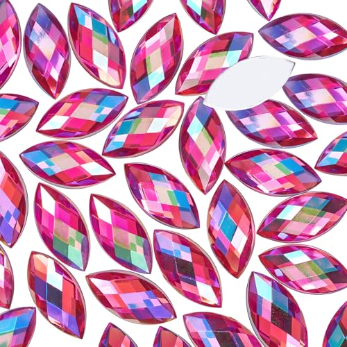 Bunte große Strasssteine zum Basteln, Pferdeaugenform, flache Rückseite, Party-Dekorationen, 15 x 7 mm, 300 Stück von KDCQAH