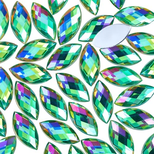 Bunte große Strasssteine zum Basteln, Pferdeaugenform, flache Rückseite, Party-Dekorationen, 15 x 7 mm, 300 Stück von KDCQAH
