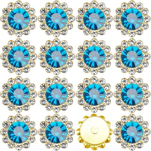 Strasssteine, 12 mm, zum Aufnähen, Kristalle, Glas, Metallbasis, Nähen, Blumenkrallen, Strasssteine für Kleidung, Schuhe, Ohrringe, Gürtel, Handwerk, Nähzubehör (14 Kong Blau), 100 Stück von KDCQAH