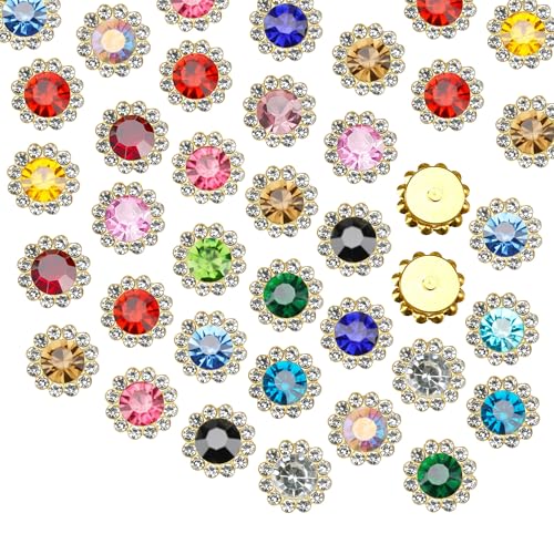 Strasssteine zum Aufnähen, Kristalle, Glas, Metallbasis, zum Nähen, Blumen, Krallen, Strasssteine für Kleidung, Schuhe, Ohrringe, Gürtel, Handwerk, Nähzubehör (020 verschiedene Farben), 200 Stück von KDCQAH