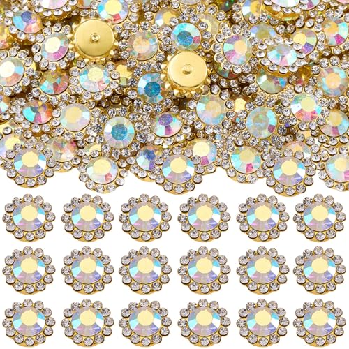 Strasssteine zum Aufnähen, Kristalle, Glas, Metallbasis, zum Nähen, Blumen, Krallen, Strasssteine für Kleidung, Schuhe, Ohrringe, Gürtel, Handwerk, Nähzubehör (AB), 160 Stück von KDCQAH