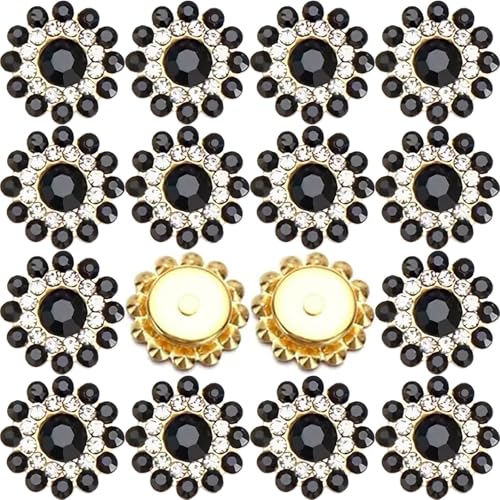Strasssteine zum Aufnähen, Sonnenblumen, Blumen, Kristallglas, flache Rückseite, goldfarbene Basis, Glas, zum Aufnähen, Kleidung, Hochzeitskleider, Dekoration, Handwerk, 150 Stück, 14 mm, Schwarz Strasssteine zum Aufnähen, Sonnenblumen, Blumen, Kristallglas, flache Rückseite, goldfarbene Basis, Glas, zum Aufnähen, Kleidung, Hochzeitskleider, Dekoration, Handwerk, 150 Stück, 14 mm, Schwarz von KDCQAH