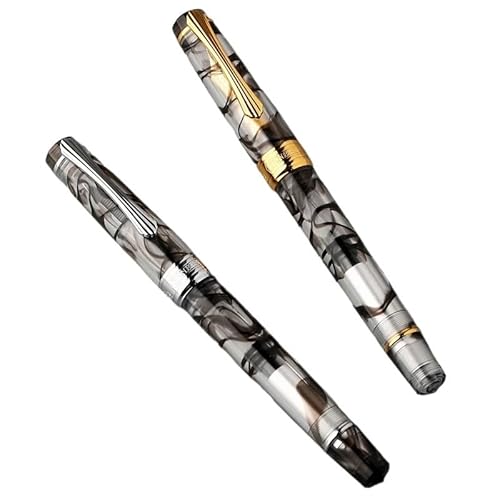 KDEGK Acryl-Kolben-Füllfederhalter-Klinge/runde Feder, Tintenabsorbierender Stift, große Kapazität, transparent, Business-Schriftzug, Geschenkstift (E) von KDEGK