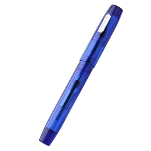 KDEGK Dropper Füllfederhalter aus Kunstharz, transparent mit Konverter, Iridium, extra fein/fein, große Kapazität, Schreibset (blau, fein 0,5 mm) von KDEGK