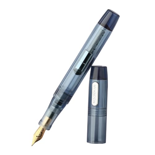 KDEGK Dropper Füllfederhalter aus Kunstharz, transparent mit Konverter, Iridium, extra fein/fein, große Kapazität, Schreibset (grau, fein 0,5 mm) von KDEGK