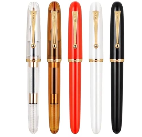 KDEGK Füllfederhalter, Acryl, transparent, weiß, Drehstift, EF F, M, Schreibwaren, Büro, Schulbedarf, Schreibstift (5 Stück, F (ca. 0,5 mm) von KDEGK