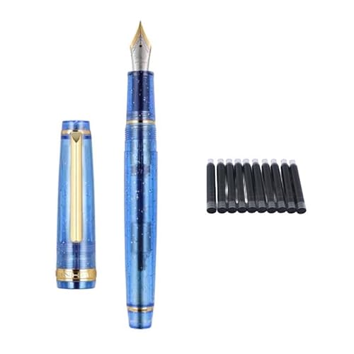 KDEGK Füllfederhalter, transparente Tinte, Drehfüller, EF F, M, Feder, Business, Schreibwaren, Büro, Schulbedarf, Stift (Fluoreszenzblau, F) von KDEGK