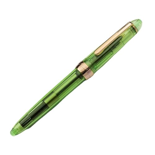 KDEGK Füllfederhalter mit goldenem Clip, 0,5 mm, für Studenten, Kalligraphie, Praxis, Tintenstifte, Schulbedarf, Büroprodukt, Schreibwaren (transparentes Grün) von KDEGK