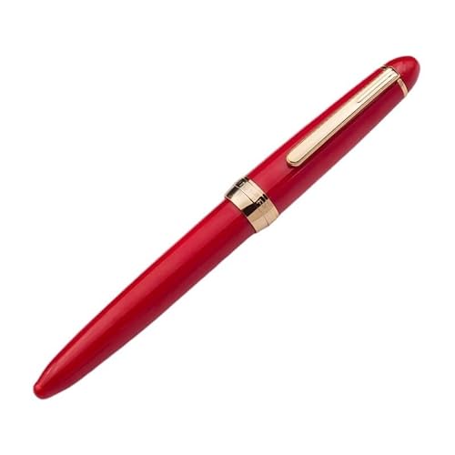 KDEGK Füllfederhalter mit goldenem Clip, transparent, 0,5 mm, für Studenten, Kalligraphie, Praxis, Tintenstifte, Schulbedarf, Büroprodukt, Schreibwaren (rot) von KDEGK