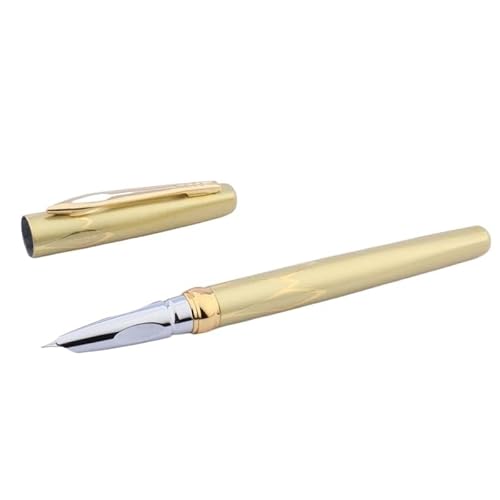KDEGK Klassischer Füllfederhalter mit F-Feder, goldfarben und schwarz mit rotem Rand, für Schule, Studenten, Büro, Geschenk, Schreibwaren (Gold) von KDEGK