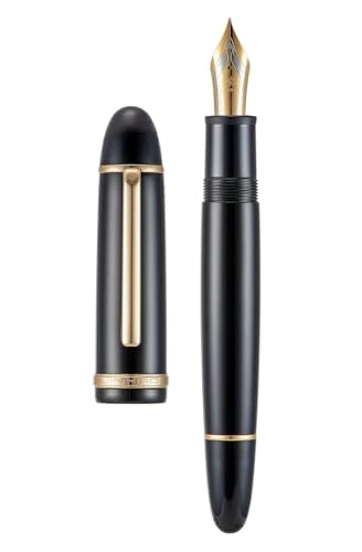 KDEGK Klassisches Füllfederhalter-Set, 0,5 mm/0,38 mm Spitze, elegantes Bürobedarf, Schwarz mit goldenem Clip, F von KDEGK