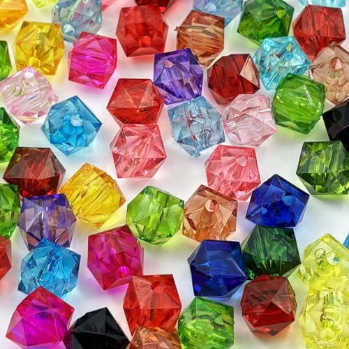 100 Stück 12 mm Acryl-Würfel-Perlen, quadratisch, facettiert, Acrylperlen mit Loch, Kunststoff-Abstandshalter, Perlen für Armbänder, Halsketten, Ohrringe, Zubehör (verschiedene Farben) von KDLJFGSMF1