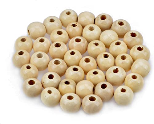 100 Stück natürliche runde Holzperlen mit großem Loch, 10 x 12 mm, sortiert für Halsketten, Armbänder, Bastelarbeiten, Dekoration von KDLJFGSMF1