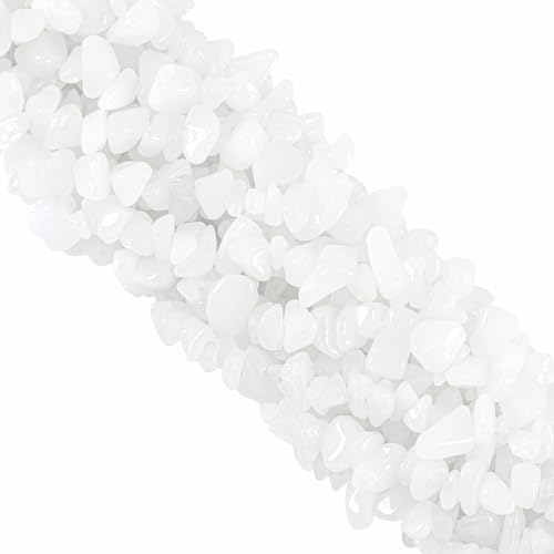 260 Stück natürliche weiße Jade-Kristallperlen, 5 mm bis 8 mm, unregelmäßige Edelsteinperlen mit Löchern, DIY für Armband, Halskette, Ohrringe, Schmuckherstellung, Handwerk, 81,3 cm von KDLJFGSMF1