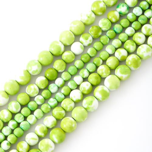 38 Stück 10 mm grüne glatte Regenblumen-Perlen, Edelstein, rund, lose Perlen für Schmuckherstellung, Armband, Zubehör von KDLJFGSMF1