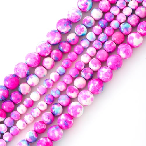 48 Stück 8 mm rosa glatte Regenblumen-Perlen Edelstein runde lose Perlen für Schmuckherstellung, Armband, Zubehör von KDLJFGSMF1