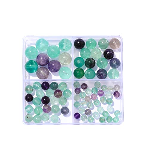 6–12 mm natürliche Fluoritstein-Perlen-Set, rund, echter Stein, glatte Perlen, lose Edelsteine, DIY-Perle für Armbänder, Halsketten, Ohrringe, Schmuckherstellung von KDLJFGSMF1