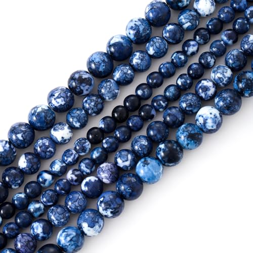 60 Stück 6 mm dunkelblaue glatte Regenblumen-Perlen, Edelstein, rund, lose Perlen für Schmuckherstellung, Armband, Zubehör von KDLJFGSMF1
