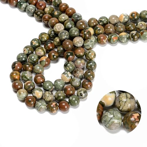 65 Stück 6 mm Birdeye Rhyolith natürliche runde lose echte Steinperlen Edelstein echt für DIY Handarbeit Handwerk Schmuck Armband Ohrringe Halskette Schnur Herstellung Energie Heilkraft von KDLJFGSMF1