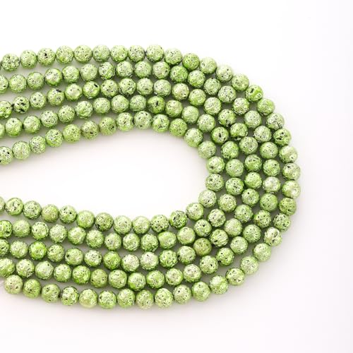 Galvanisierte runde Lavastein-Perlen, 8 mm, grüne Edelsteine, vulkanische Perlen, zum Selbermachen von Schmuck, Armbändern von KDLJFGSMF1