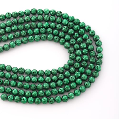 Galvanisierte runde Lavastein-Perlen, Edelstein, Vulkan-Perlen, lose Perlen, DIY, für Schmuck- und Armbandherstellung, 6 mm von KDLJFGSMF1