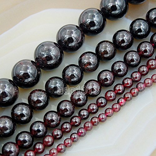 Großhandel glatte natürliche Edelsteinperlen, rund, lose Perlen, 38,1 cm, 4 mm, 6 mm, 8 mm, 10 mm, 12 mm (10 mm, dunkelroter Granat) von KDLJFGSMF1