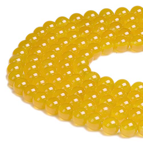 Natürliche Edelsteine, lose Perlen, glatt, rund, ca. 38,1 cm, DIY-Armband, Halskette für Schmuckherstellung (6 mm, gelber Achat) von KDLJFGSMF1