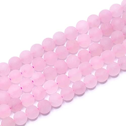 Natürliche Edelsteine, lose Perlen, matt, ca. 39,4 cm, DIY-Armband, Halskette für Schmuckherstellung (8 mm, matter Rosenquarz) von KDLJFGSMF1