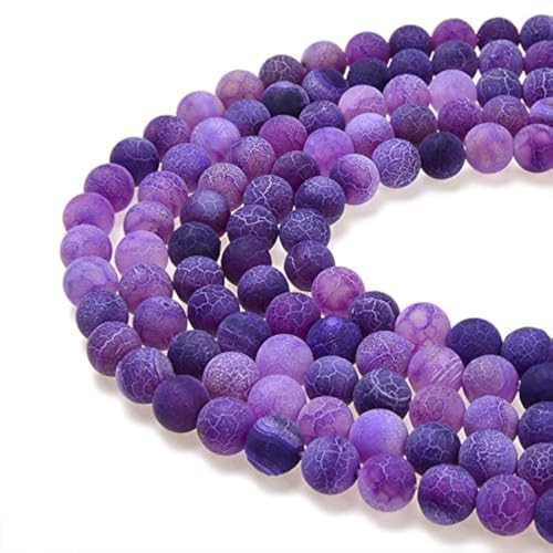 Natürliche Edelsteine, lose Perlen, matt, ca. 39,4 cm, DIY-Armband, Halskette zur Schmuckherstellung (10 mm, lila mattierter Achat) von KDLJFGSMF1