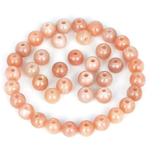 Natürliche Edelsteinperlen, 8 mm, rund, lose Perlen, großes Loch, 2,5 mm, 40 Stück (Sonnenstein) von KDLJFGSMF1
