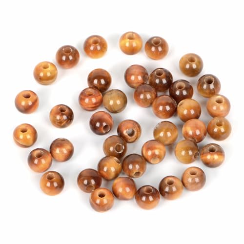 Natürliche Edelsteinperlen, 8 mm, rund, lose Perlen, großes Loch, 2,5 mm, 40 Stück (goldenes Tigerauge) von KDLJFGSMF1