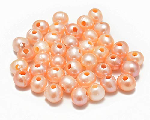 Natürliche Edelsteinperlen, 8 mm, rund, lose Perlen, großes Loch, 2,5 mm, 40 Stück (rosa Perle) von KDLJFGSMF1