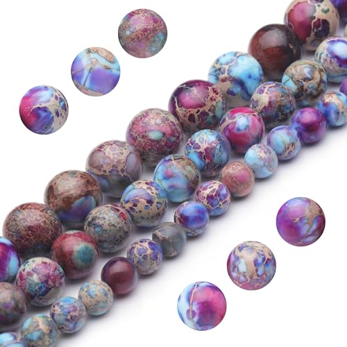 Natürliche Edelsteinperlen zur Schmuckherstellung, 6 mm, lila-rot, imperialer Jaspis, poliert, rund, glatte Steine, echte Steine für Armband, Halskette, 38,1 cm Natürliche Edelsteinperlen zur Schmuckherstellung, 6 mm, lila-rot, imperialer Jaspis, poliert, rund, glatte Steine, echte Steine für Armband, Halskette, 38,1 cm von KDLJFGSMF1