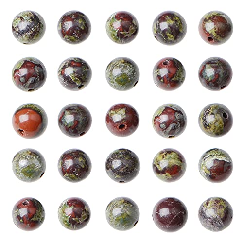 Natürliche runde lose Perlen, 8 mm, 110 Stück, für die Herstellung von 108 Mala-Gebetsperlen, Halsketten, Armbändern und Yoga-Meditation, Schmuckdesign (Blutstein) von KDLJFGSMF1