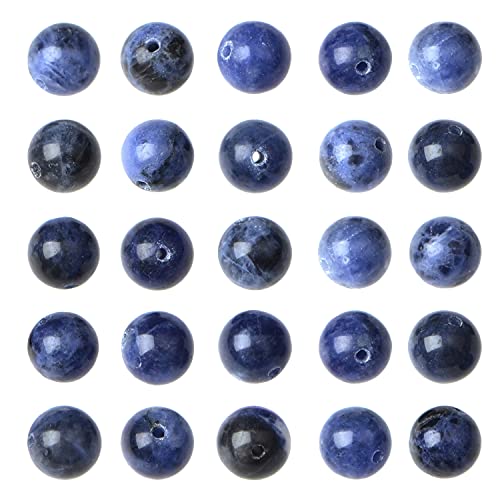 Natürliche runde lose Perlen, 8 mm, 110 Stück, für die Herstellung von 108 Mala-Gebetsperlen, Halsketten, Armbändern und Yoga-Meditation, Schmuckdesign (blauer Sodalith) von KDLJFGSMF1