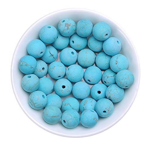 Natursteinperlen, 10 mm, blau, türkis, matt, rund, lose Perlen, Kristall, Energiestein, Heilkraft für Schmuckherstellung, DIY, 1 Strang, 38,1 cm Natursteinperlen, 10 mm, blau, türkis, matt, rund, lose Perlen, Kristall, Energiestein, Heilkraft für Schmuckherstellung, DIY, 1 Strang, 38,1 cm von KDLJFGSMF1