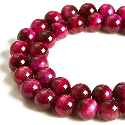 Tigerauge-Perlen, 6 mm, magenta, natürliche Edelsteinperlen, rund, lose Perlen für Schmuckherstellung, 60 Stück von KDLJFGSMF1