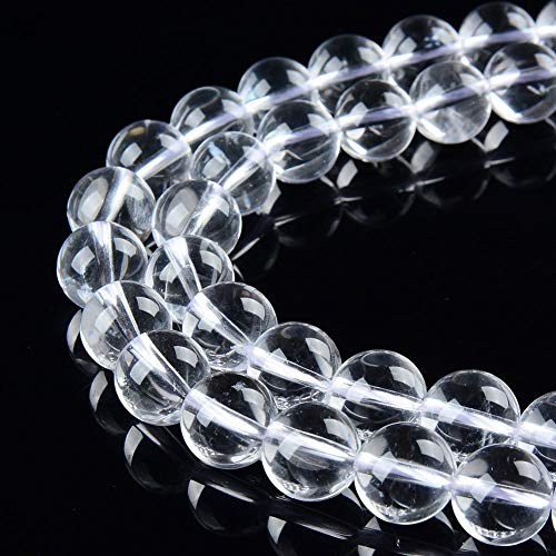 Wunderschöne natürliche Edelsteine, lose Perlen, glatt, rund, ca. 39,4 cm, DIY-Armband, Halskette für Schmuckherstellung (10 mm, glatter Kristallquarz) von KDLJFGSMF1