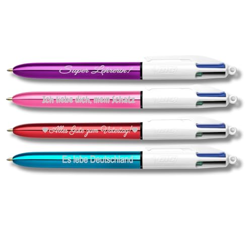 KDO 3D BIC Kugelschreiber, 4 Farben, glänzend, personalisierbar, nützliches Geschenk für Büro, Schule, personalisierbar, 1 stück (1er Pack) von KDO 3D