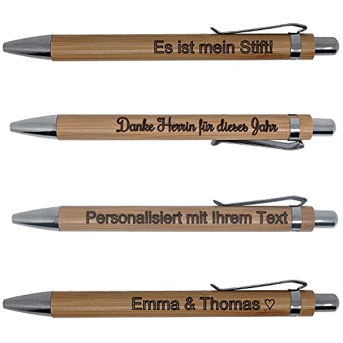 KDO 3D Personalisierter Kugelschreiber aus Bambus, langlebiges Geschenk, personalisierbare Nachricht, günstiges Geschenk - schreiben in Schwarz oder Blau. von KDO 3D