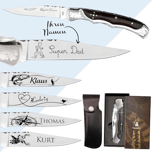 KDO MAGIC - Personalisiertes Messer mit gravur - Klappmesser mit eingraviertem Vornamen - Anpassbare Klinge - Farbe Schwarz - Geschenkidee für Herren, Vatertag, papa, Geburtstag von KDO MAGIC