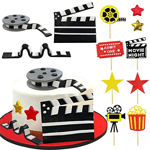 12 Stück Film-Nacht-Kuchendekoration, Glitzer-Film-Cupcake-Topper, Plektren, Filmnacht, Geburtstagsparty, Dekoration für Film, Thema, Geburtstagsparty, Babyparty, Zubehör 12 Stück Film-Nacht-Kuchendekoration, Glitzer-Film-Cupcake-Topper, Plektren, Filmnacht, Geburtstagsparty, Dekoration für Film, Thema, Geburtstagsparty, Babyparty, Zubehör von KDPATFAV