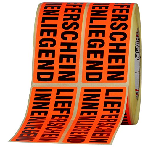 10 Etiketten Lieferschein innenliegend/beiliegend Haftpapier 150 x 50 mm leuchtend rot 10 Etiketten Lieferschein innenliegend/beiliegend Haftpapier 150 x 50 mm leuchtend rot von KDS