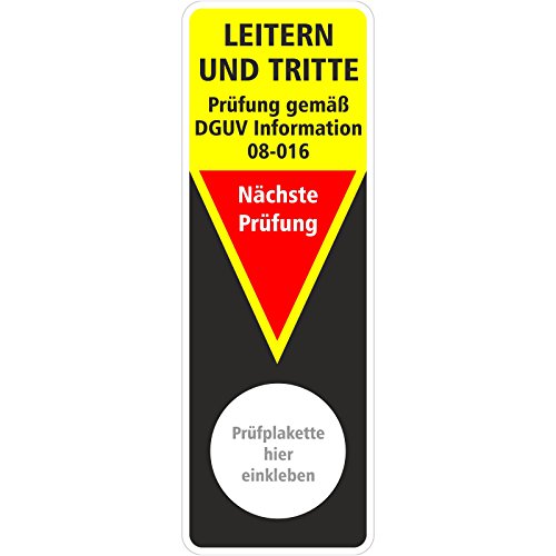 10 x Grundplakette Prüfaufkleber Prüfetikett Prüfung Leitern - Prüfung gemäß DGUV Information 208-016" 40 x 115 mm von KDS