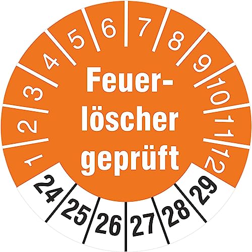 10 x Prüfetiketten Feuerlöscher geprüft 18 mm Prüfplakette 2024-2029 von KDS