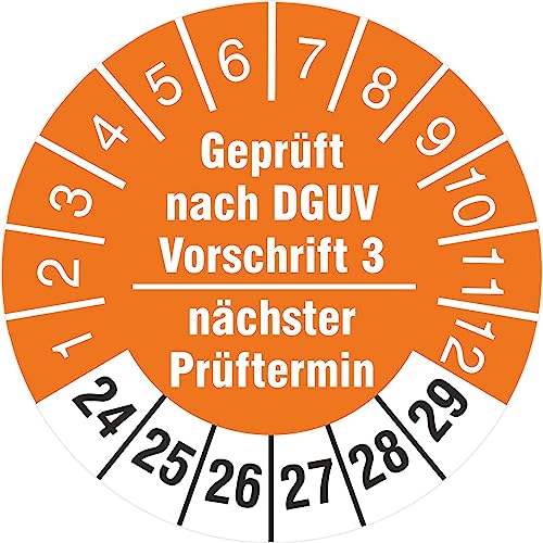 100 Prüfplaketten 18 mm geprüft nach DGUV Vorschrift 3 nächster Prüftermin 2024-2029 Prüfetiketten von KDS
